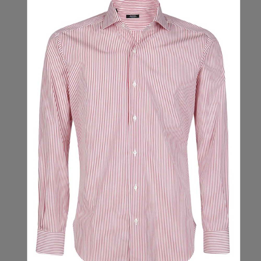 Barba Napoli Striped Shirt 39 Red White